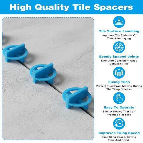 500 Pcs 1/8 Inch (3mm) Tile Spacers, Reusable Plastic Cross Tiles Spacer Blue Removable Wall Floor Leveling Clips for Various Types of Tile Leveling in Saudi Arabia