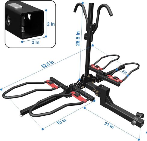 FORWODE Bike Rack Hitch for Car, 200 LB 2-Bike Racks with Hitch Lock, Wobble Free Smart Tilting Folding Hitch Mount Bike Rack for 2 Inch Receiver, Bike Carrier Fits Up to 5 Inch Fat Tire for Car in Kuwait