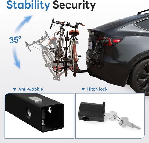 FORWODE Bike Rack Hitch for Car, 200 LB 2-Bike Racks with Hitch Lock, Wobble Free Smart Tilting Folding Hitch Mount Bike Rack for 2 Inch Receiver, Bike Carrier Fits Up to 5 Inch Fat Tire for Car in Kuwait