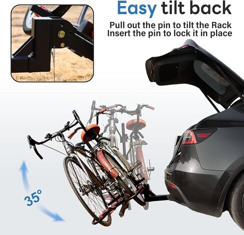 FORWODE Bike Rack Hitch for Car, 200 LB 2-Bike Racks with Hitch Lock, Wobble Free Smart Tilting Folding Hitch Mount Bike Rack for 2 Inch Receiver, Bike Carrier Fits Up to 5 Inch Fat Tire for Car in Kuwait