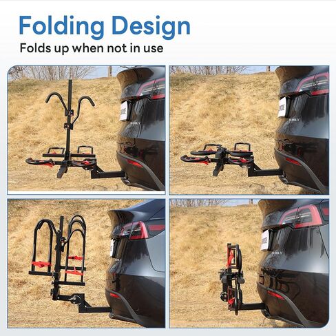 FORWODE Bike Rack Hitch for Car, 200 LB 2-Bike Racks with Hitch Lock, Wobble Free Smart Tilting Folding Hitch Mount Bike Rack for 2 Inch Receiver, Bike Carrier Fits Up to 5 Inch Fat Tire for Car in Kuwait
