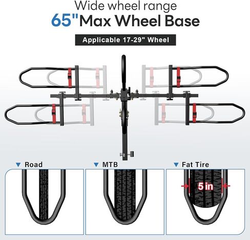 FORWODE Bike Rack Hitch for Car, 200 LB 2-Bike Racks with Hitch Lock, Wobble Free Smart Tilting Folding Hitch Mount Bike Rack for 2 Inch Receiver, Bike Carrier Fits Up to 5 Inch Fat Tire for Car in Kuwait