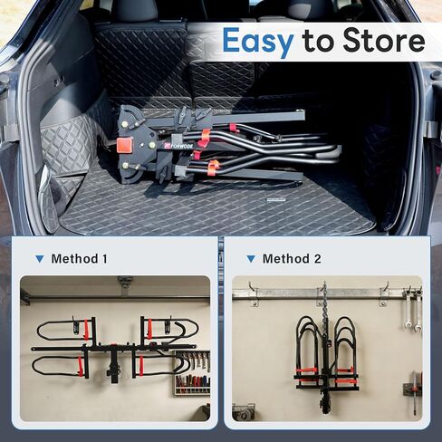 FORWODE Bike Rack Hitch for Car, 200 LB 2-Bike Racks with Hitch Lock, Wobble Free Smart Tilting Folding Hitch Mount Bike Rack for 2 Inch Receiver, Bike Carrier Fits Up to 5 Inch Fat Tire for Car in Kuwait