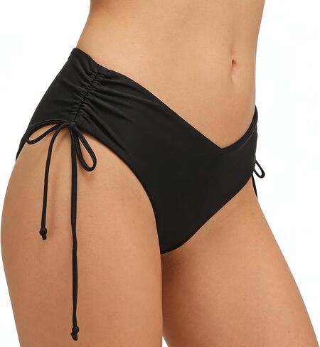 Mid Rise String Bathing Suit Tie Side Hipster Ruched Swimwear Bikini Bottoms in Kuwait