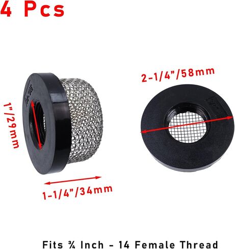 4 Pcs Stainless Steel Mesh Strainer Fits ¾ Inch - 14 Female Thread, Enhancing Filtering and Aeration, Aerator Screen Filter Compatible with Live Well Pumps（Fit 3/4" Thread） in Kuwait