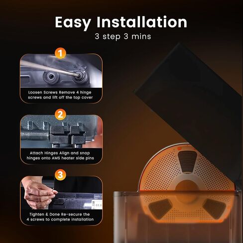 Sunlu AMS Heater Upgrade for Bambu Lab AMS Gen 1, Active Filament Dryer Attachment, Enables Drying While Printing, Prevents Wet Filament & Clogs, 70℃ Fast Heating, Easy Install (AMS Not Included) in Kuwait