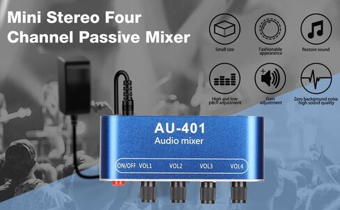 Heayzoki Audio Mixer, Mini Stereo 4 in 1 Out, 3.5mm Sound Selector Amplifier, Volume Adjustment for PC Laptop Headphone in Saudi Arabia
