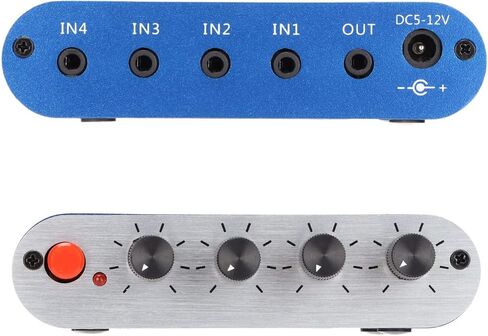 Heayzoki Audio Mixer, Mini Stereo 4 in 1 Out, 3.5mm Sound Selector Amplifier, Volume Adjustment for PC Laptop Headphone in Saudi Arabia