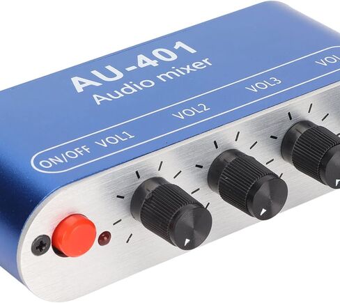 Heayzoki Audio Mixer, Mini Stereo 4 in 1 Out, 3.5mm Sound Selector Amplifier, Volume Adjustment for PC Laptop Headphone in Saudi Arabia