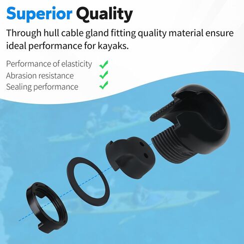 Kayaks Through Hull Wiring Kits, Replacement Kayak Thru Hull Wiring Plugs Compatible with Wilderness Systems Fishing Kayak, Upgrade Kayak Water Resistant Fitting for Device Battery Wires Connections in Kuwait