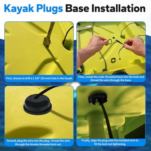 Kayaks Through Hull Wiring Kits, Replacement Kayak Thru Hull Wiring Plugs Compatible with Wilderness Systems Fishing Kayak, Upgrade Kayak Water Resistant Fitting for Device Battery Wires Connections in Kuwait