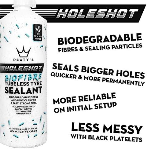 Peaty's Holeshot Biofibre مانع تسرب الإطارات بدون أنابيب، إصلاح سريع للثقب، يغلق فتحات تصل إلى 6 مم لدراجات MTB، ودراجات الطرق والحصى، ويستخدم ألياف مانعة للتسرب قابلة للتحلل البيولوجي in Kuwait