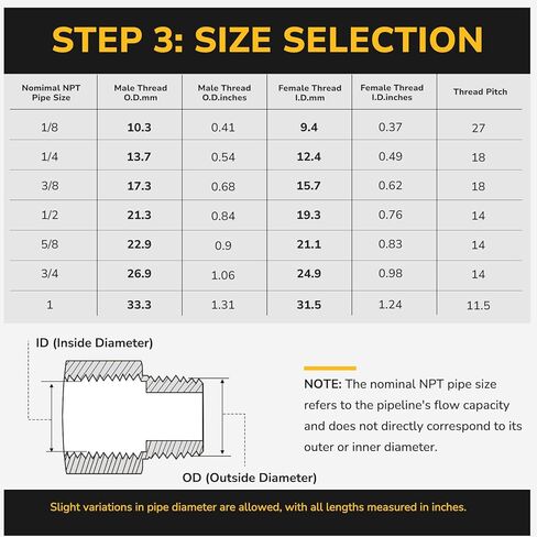 Brass Pipe Fitting, 3/8" NPT Male × 1/2" NPT Female Reducer Adapter, Heavy Duty, Corrosion Resistant Brass Pipe Extension Connectors for Air, Oil, LP and Natural Gas, 1200 PSI Rated (1-Pack) in Kuwait