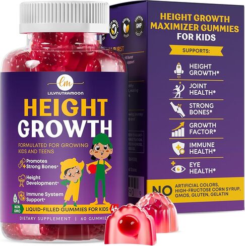 Height Growth Gummies for Kids & Teens - Calcium, Vitamin D3 + K2, Zinc, Magnesium, L-Arginine, Vitamin C - Multivitamin for Teen Boys & Girls - Grow Taller Supplement for Kids Height - 60 Gummies in Saudi Arabia