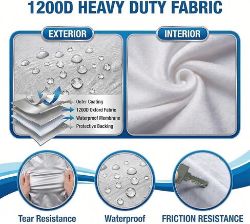 1200D Waterproof Inflatable Boat Cover 12-13ft, Silver UV Reflective Heavy Duty Dinghy Cover with Motor Cover, Sun-Resistant Mooring Cover Gray in Kuwait