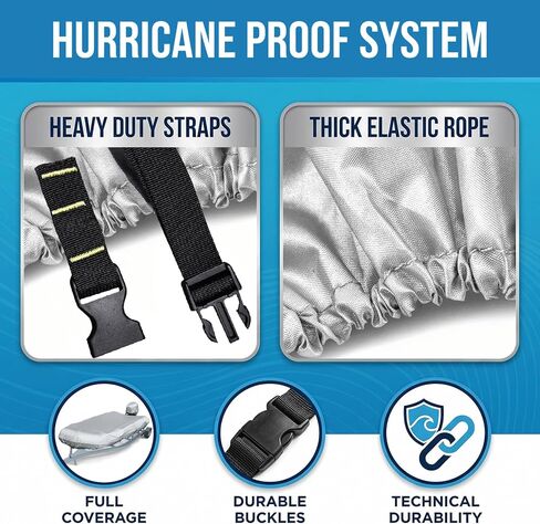 1200D Waterproof Inflatable Boat Cover 12-13ft, Silver UV Reflective Heavy Duty Dinghy Cover with Motor Cover, Sun-Resistant Mooring Cover Gray in Kuwait