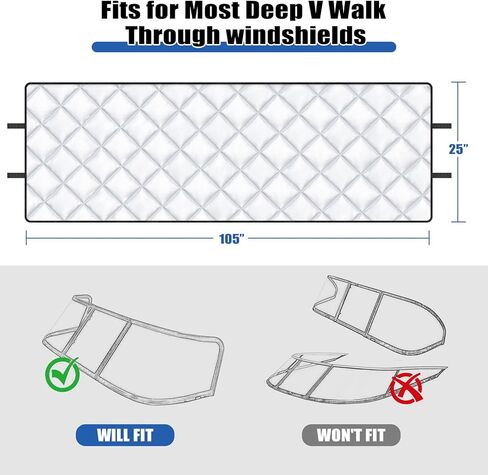 Deep V Boat Windshield Cover Fits for Most Deep V Walk Through Windshields and A Variety of Boat Windshields, 600D Oxford Waterproof, UV Resistant, Preventing Bird Droppings and Stones | 105"x 25" in Saudi Arabia