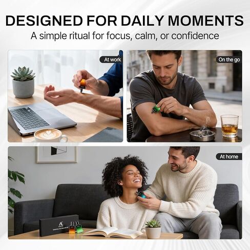 مجموعة 3 × 15 مل من الزيوت العطرية الدوارة للرجال، مجموعة هدايا زيوت رولربال للرجال للعمل والسفر والمنزل المنعش، العلاج العطري للاسترخاء والتركيز والطاقة - النعناع وخشب الصندل المهدئ والعود الترابي in Kuwait