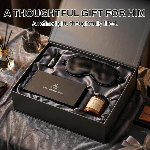 مجموعة 3 × 15 مل من الزيوت العطرية الدوارة للرجال، مجموعة هدايا زيوت رولربال للرجال للعمل والسفر والمنزل المنعش، العلاج العطري للاسترخاء والتركيز والطاقة - النعناع وخشب الصندل المهدئ والعود الترابي in Kuwait