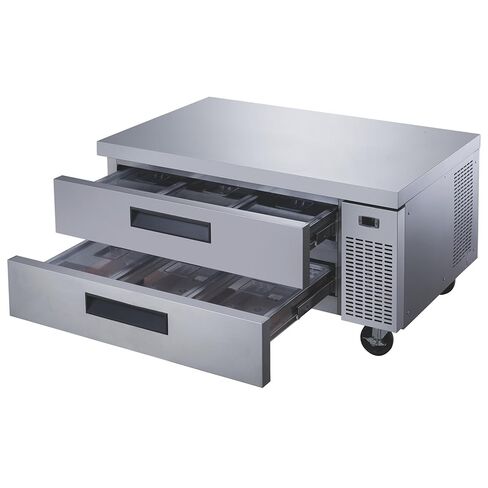 289-DCB48-D2 48" Chef Base Refrigerator with 2 Drawers, 15x 1/6 Pan Capacity/Drawer (Pans Not Included), Temp Control, 33~38°F, Stainless Steel, Heavy-Duty Casters, Commercial Use in Saudi Arabia