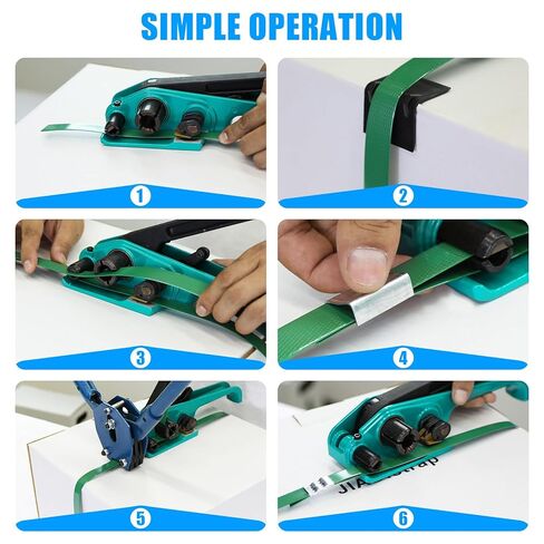 لفة حزام نليون من البوليستر (PET) مقاس 5/8 بوصة × 1000 بوصة مع 150 قطعة من الأختام المعدنية المفتوحة وصندوق التوزيع بقوة كسر 1700 رطل in Kuwait