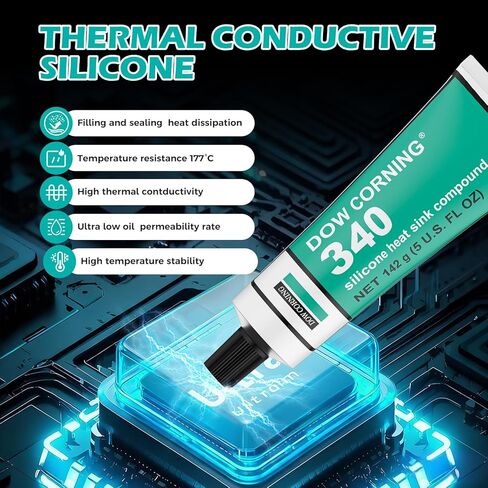 Dow Corning 340 Silicone Heat Sink Compound 142g (5oz) Thermal Conductive Silicone Grease IGBT Heat Dissipation Paste for Electrical Devices PCB Assemblies and Computer CPU Non Flowing in Kuwait