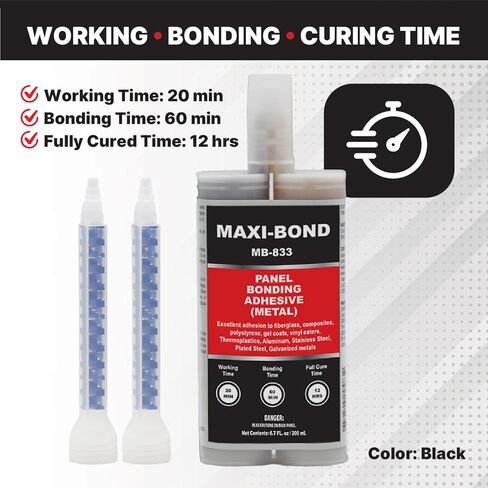 LAUCO Maxi-Bond Panel Bonding Adhesive MB-833 – Two-Part Methacrylate Epoxy Adhesive, Non-Sag, High Strength for Metal, Fiberglass, Wood, Aluminum & Composites – 200 mL (6.75 fl oz) in Saudi Arabia