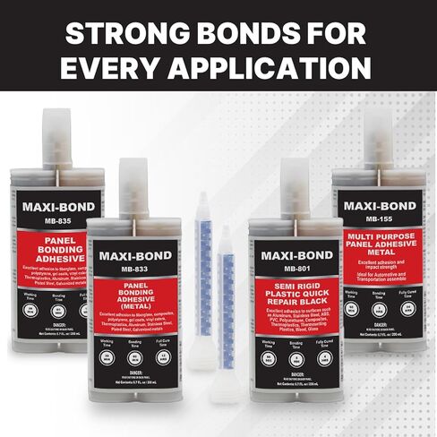 LAUCO Maxi-Bond Panel Bonding Adhesive MB-833 – Two-Part Methacrylate Epoxy Adhesive, Non-Sag, High Strength for Metal, Fiberglass, Wood, Aluminum & Composites – 200 mL (6.75 fl oz) in Saudi Arabia