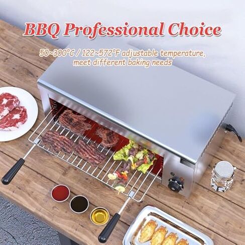 Commercial Countertop Broiler Grill, Wall-Mounted Stainless Steel Toaster Oven for Restaurant Kitchen, 122-572°F Temperature Range in Saudi Arabia