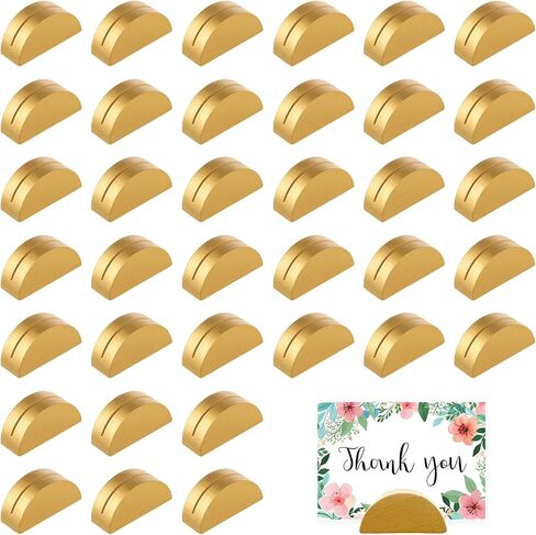 حوامل أرقام الطاولة، 36 قطعة من حاملات أرقام الطاولة، حاملات بطاقات المكان، تصميم نصف دائري خشبي ذهبي، حاملات بطاقات حديثة للمكاتب والمطاعم وحفلات الزفاف وحفلات أعياد الميلاد (ذهبي) in Kuwait