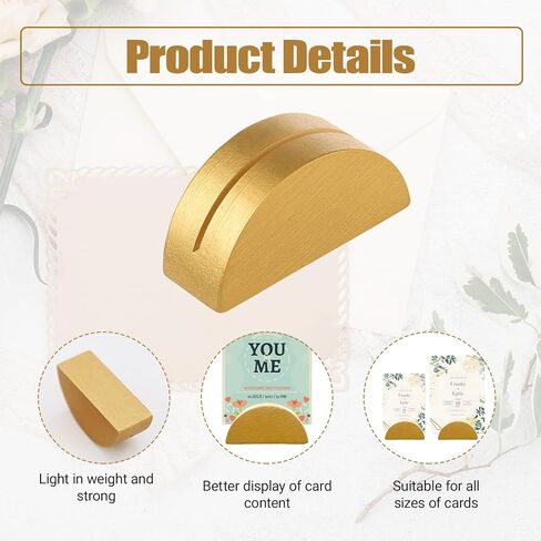 حوامل أرقام الطاولة، 36 قطعة من حاملات أرقام الطاولة، حاملات بطاقات المكان، تصميم نصف دائري خشبي ذهبي، حاملات بطاقات حديثة للمكاتب والمطاعم وحفلات الزفاف وحفلات أعياد الميلاد (ذهبي) in Kuwait