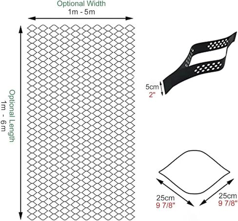 Durable 2" High Polyethylene Gravel Driveway Grid - Heavy-Duty Geo Grid for Landscaping, Shed Base, Erosion Control, Patios & Walkways - Strong Soil Foundation Support in Kuwait