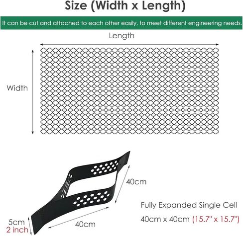 Geo Grid Ground Gravel Grids 4x5m | 5cm Tall Flexible Driveway & Walkway Grids | Easy to Install & Cut | Durable Polyethylene for Sheds & Garden Use in Kuwait