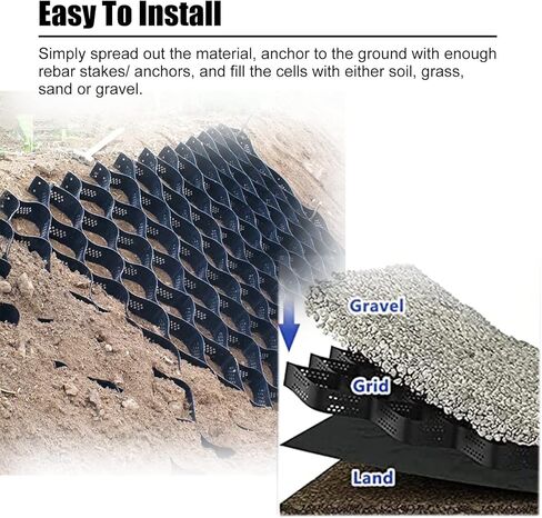 Durable 2" Polyethylene Gravel Driveway Grid - Ideal for Landscaping, Shed Base, Patios, Walkways & Erosion Control - Strong Soil Foundation Grids for Stability in Kuwait