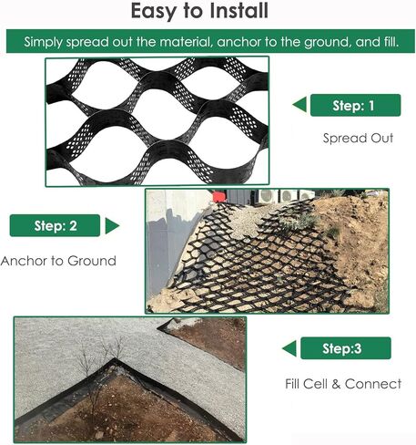 Flexible 5cm Tall Polyethylene Geo Grid for Driveway, Walkways, Sheds & Garden - Easy to Install & Cut - Durable 4x6m (13ft x 20ft) Ground Stabilization Solution in Kuwait