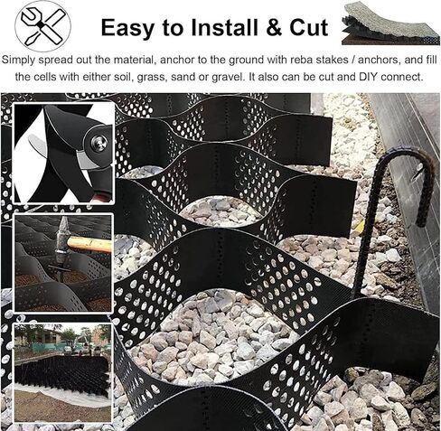 Permeable Gravel Grid System - Driveway & Parking Stabilizer, Polyethylene Geotextile Grid for Soil, Gravel, Concrete, Grass, Sand - Pack of 2 for Enhanced Stability and Drainage in Kuwait