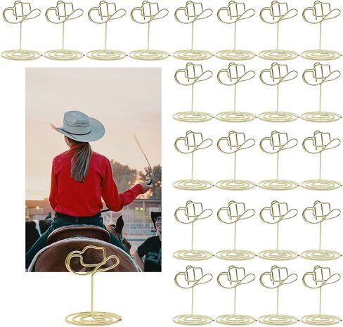 24pcs Cowboy Table Place Card Holder Small Cowgirl Table Number Holder Cowboy Hat Picture Holder for Western Party Decorations, Gold in Kuwait