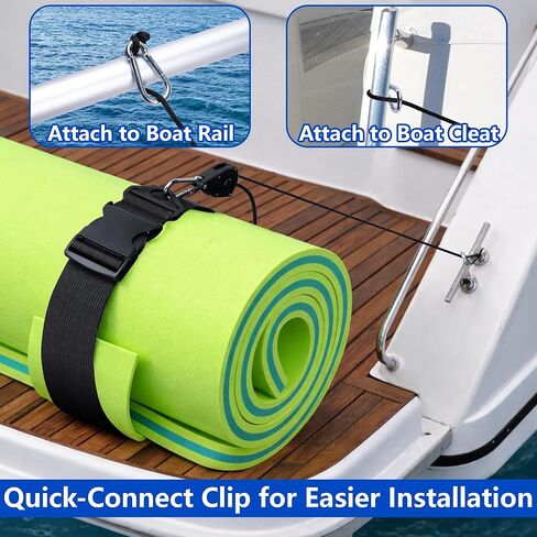2 Set Floating Mat Strap and Rope Hanger, Adjustable Rope Hanger Kit for Float Pad, Quick-Release Floating Mat Tie Down Accessories for Boat Cleat or Rail in Kuwait
