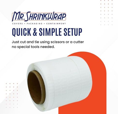 Mr. Shrinkwrap 3/4" x 300' Cross Woven Poly Strapping Cord for Shrink Wrap Installation. 1000lbs Tensile Strength. Shrinkwrap Strapping Essentials for Boat and Any Outdoor Equipment in Kuwait