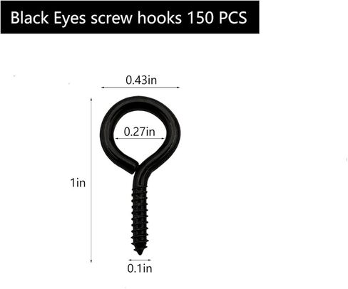 150 Pcs Screw Eyes Hooks 1 Inch Screw in Hooks Jewelry Rings Black Eyelet Hook for Jewelry Market Crafts in Saudi Arabia