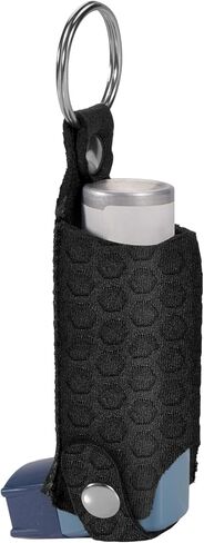 Asthma Inhaler Holder Neoprene Protective Travel Handy Mini Holster, Lightweight Carrying Case with Carabiner Clip, Inhaler Not Included (Case Only), Black in Saudi Arabia