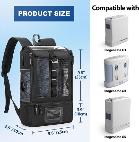 Trunab Portable Oxygen Concentrator Backpack, POC Carrying Bag Compatible with Inogen One, Caire Freestyle Comfort, Oxygo, Black in Saudi Arabia