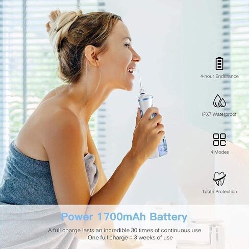 Water Flosser Cordless for Teeth - 3 Modes Dental Oral Irrigator, Portable and Rechargeable IPX7 Waterproof Powerful Battery Life Water Pick Teeth Cleaner for Home Travel,240ML in Kuwait