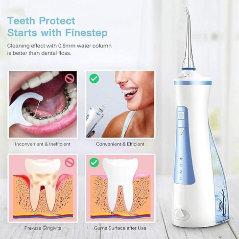 Water Flosser Cordless for Teeth - 3 Modes Dental Oral Irrigator, Portable and Rechargeable IPX7 Waterproof Powerful Battery Life Water Pick Teeth Cleaner for Home Travel,240ML in Kuwait