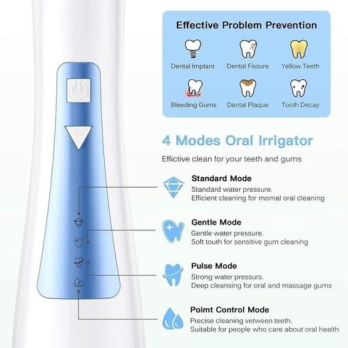 Water Flosser Cordless for Teeth - 3 Modes Dental Oral Irrigator, Portable and Rechargeable IPX7 Waterproof Powerful Battery Life Water Pick Teeth Cleaner for Home Travel,240ML in Kuwait