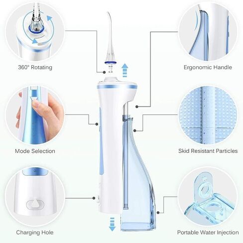 Water Flosser Cordless for Teeth - 3 Modes Dental Oral Irrigator, Portable and Rechargeable IPX7 Waterproof Powerful Battery Life Water Pick Teeth Cleaner for Home Travel,240ML in Kuwait