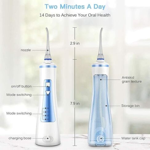 Water Flosser Cordless for Teeth - 3 Modes Dental Oral Irrigator, Portable and Rechargeable IPX7 Waterproof Powerful Battery Life Water Pick Teeth Cleaner for Home Travel,240ML in Kuwait