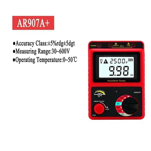 Resistance Tester, AR907A+ Insulation Resistance Tester Digital Megohmmeter AC/DC Voltage Ohm Meter in Saudi Arabia