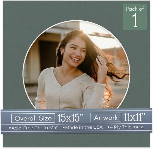 CountryArtHouse Textured White Acid Free 15x15 Circle Picture Frame Mat with White Core Bevel Cut for 11x11 Pictures - Fits 15x15 Frame - Pack of 1 Matboard in Kuwait