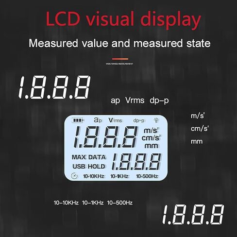 محلل اهتزاز عالي الدقة، مقياس اهتزاز رقمي مع شاشة LCD بإضاءة خلفية، تخزين وقراءة ونقل وطباعة البيانات، موجه الجهد المنخفض in Saudi Arabia